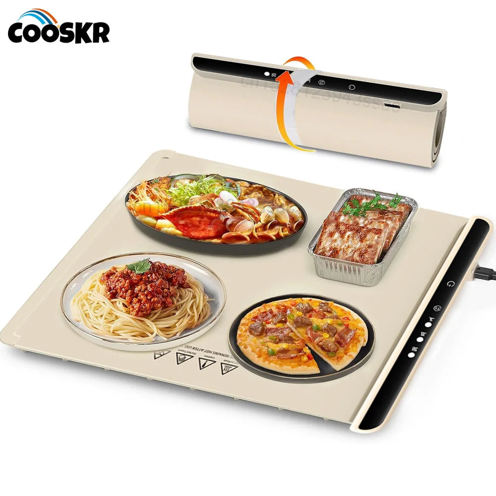 Foldable Electric Warming Tray β Portable Full-Surface Food Warmer Mat