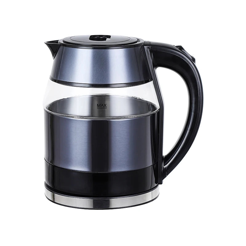 GELAIBO Double-Layer Electric Kettle β High Borosilicate Glass, Color Steel, Anti-Dry Protection