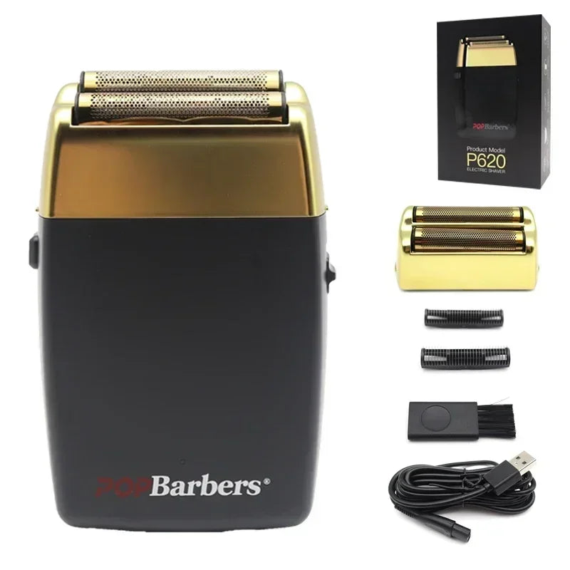 POP Barbers P620 Double Foil Electric Shaver β 11000 RPM USB Beard Trimmer for Men