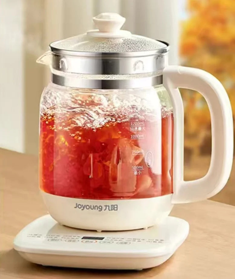 Jiuyang 1.5L Multifunctional Health Pot β 220V Glass Flower Teapot & Mini Dessert Cooker