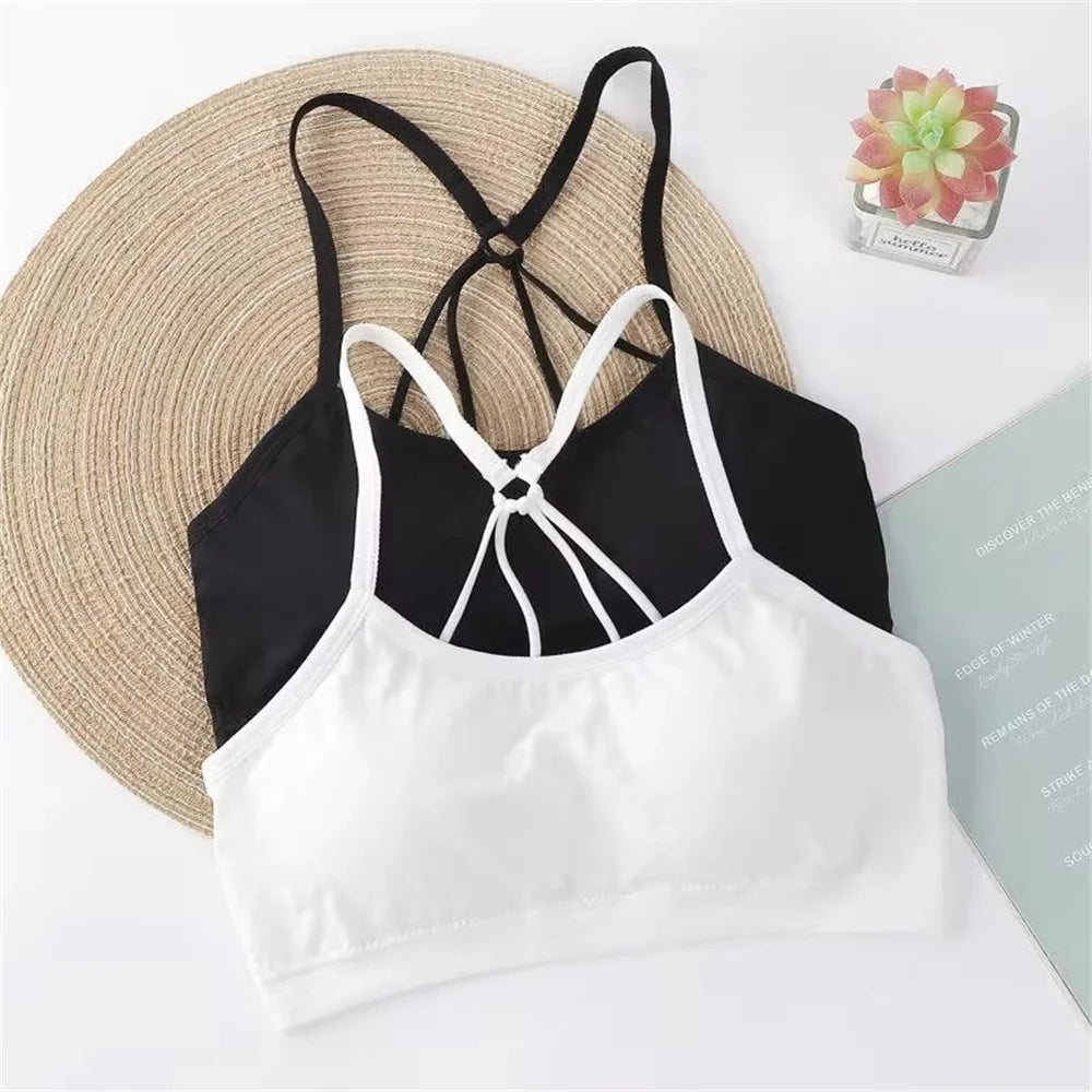 Heart Strap Sports Bra β Wireless Padded Wrap Top for Yoga & Fitness