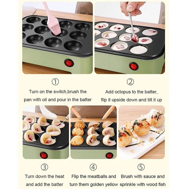DMWD Electric Takoyaki Maker β Octopus Ball, Pancake & Omelette Grill Pan
