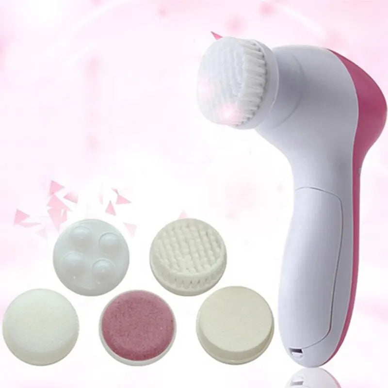 5-in-1 Electric Facial Cleansing Brush β Deep Clean, Exfoliate & Massage Skin Care Tool