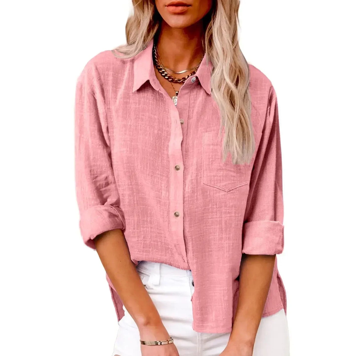LinoChic β Cotton Linen Long Sleeve Shirt for Women