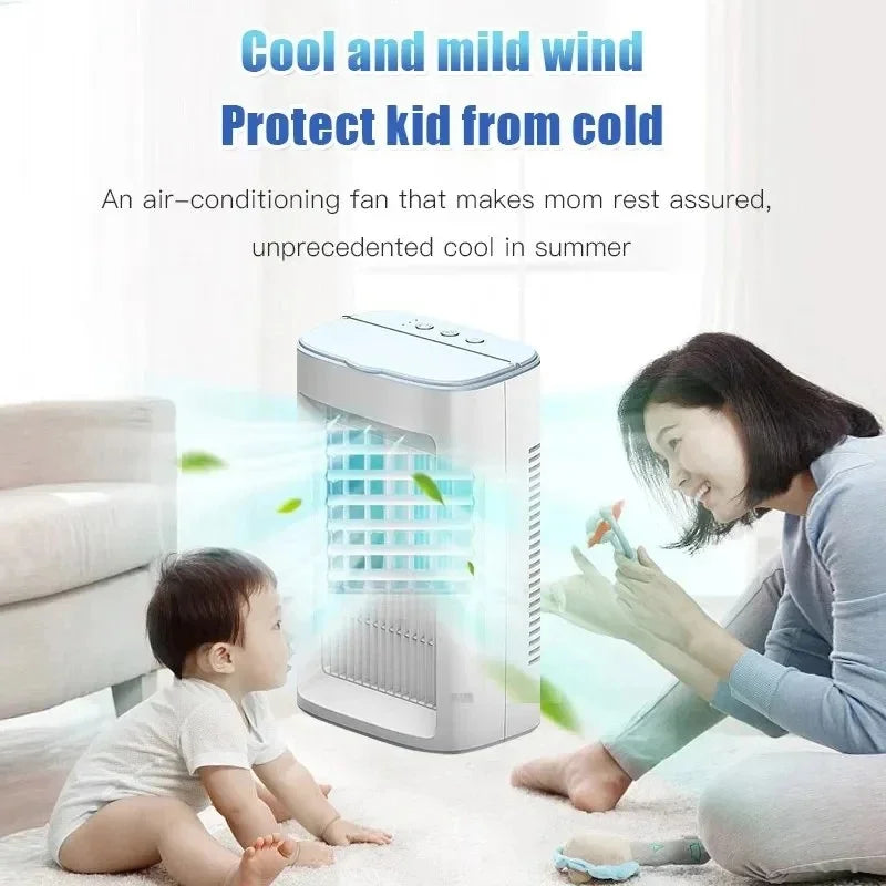 2025 USB Mini Air Cooler β Portable Mist Fan & Humidifier for Home or Office