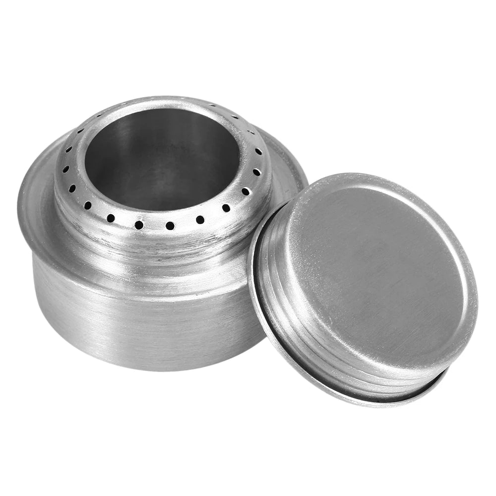 Portable Mini Alcohol Camping Stove β Aluminum Alloy with Lid