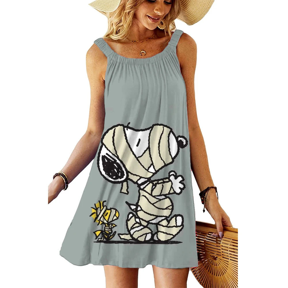SnoopyVibe – Summer Cartoon Dress
