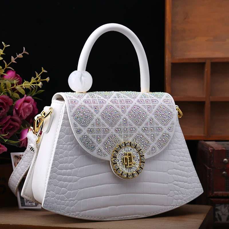 GlimmerSaddle β 2025 Luxury Diamond Leather Crossbody Bag
