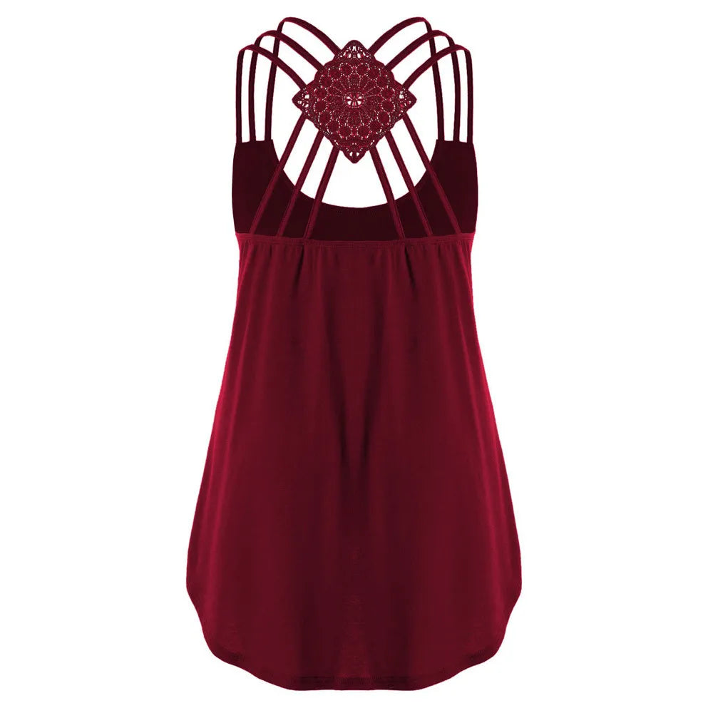 Backless Hollow Camisole Tank Top β Sexy Summer Spaghetti Strap Vest