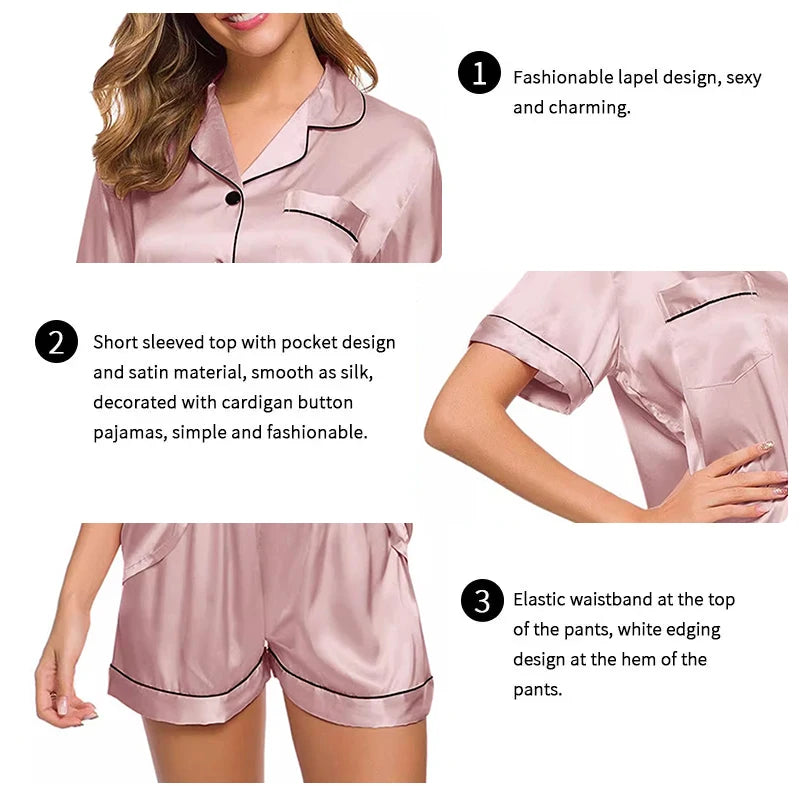 SatinEase – 2-Piece Button-Up Summer PJ Set