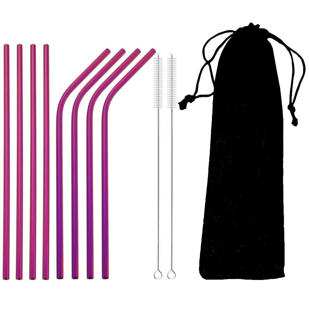 Metal Straws β Reusable 304 Stainless Steel Set with Brush