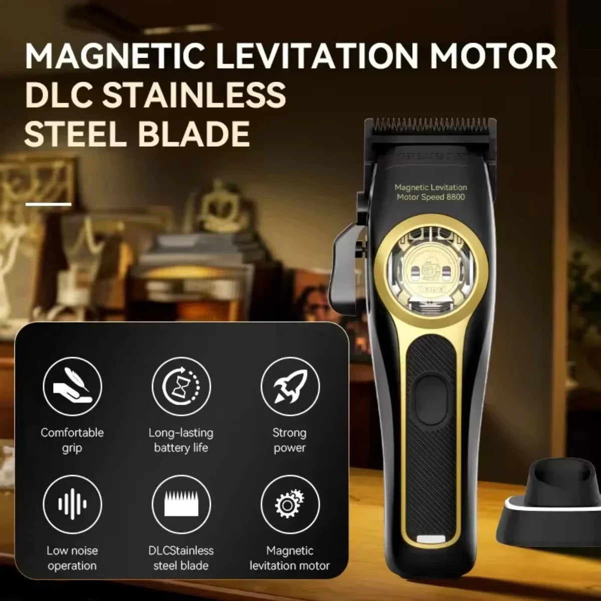 Kemei KM-2373 Magnetic Motor Hair Clipper – Professional Men’s Trimmer with Charging Base