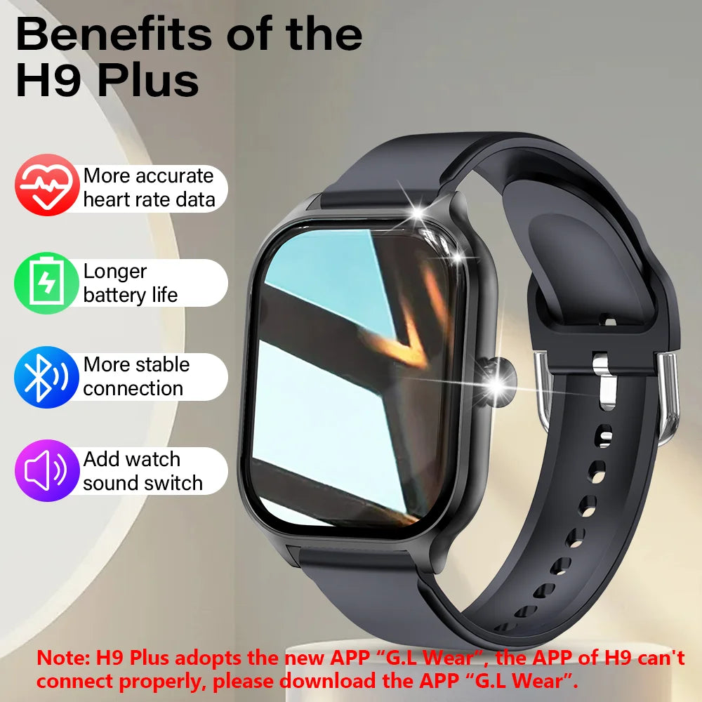 H9 Smart Watch 2.01" HD Screen β Call, Message, Fitness & Weather for Men & Women