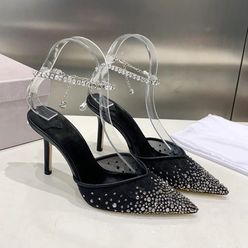 DiamondMist 2025 β Mesh Chain Baotou Heels