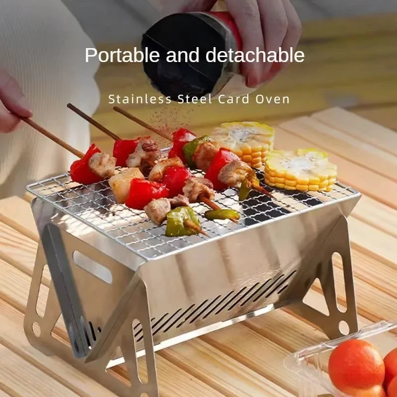 Portable Folding BBQ Grill & Stove β Stainless Steel Multi-Use Camping Cooker