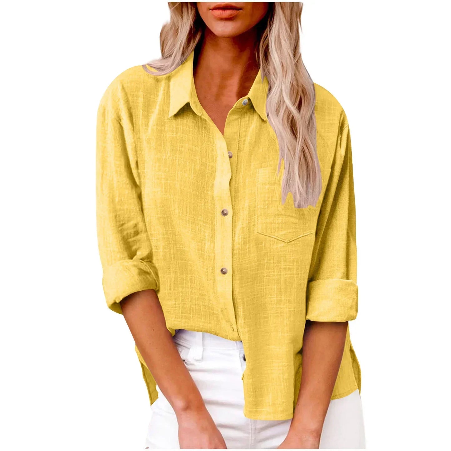LinoChic β Cotton Linen Long Sleeve Shirt for Women