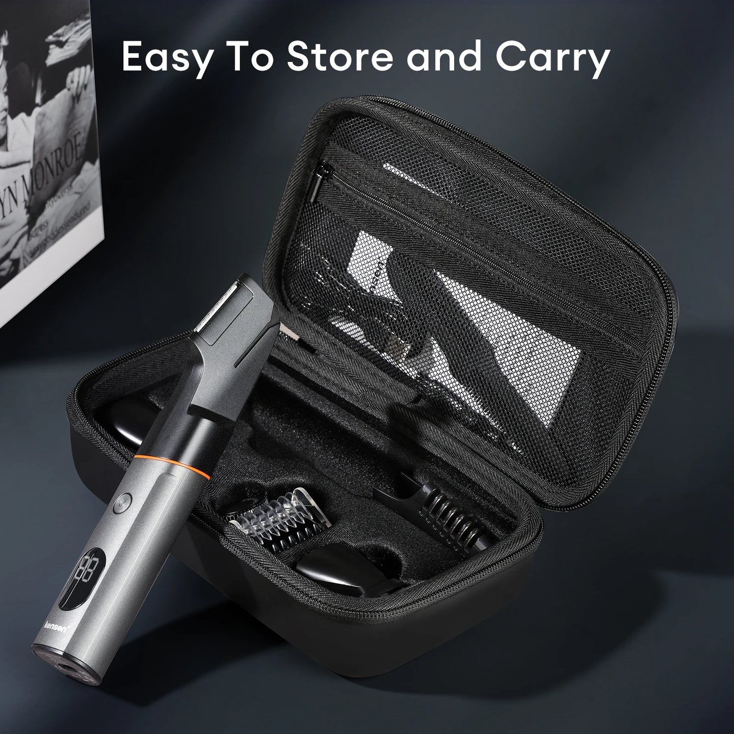 Kensen 3-in-1 Waterproof Body Grooming Kit – Beard, Nose & Pubic Hair Trimmer for Men