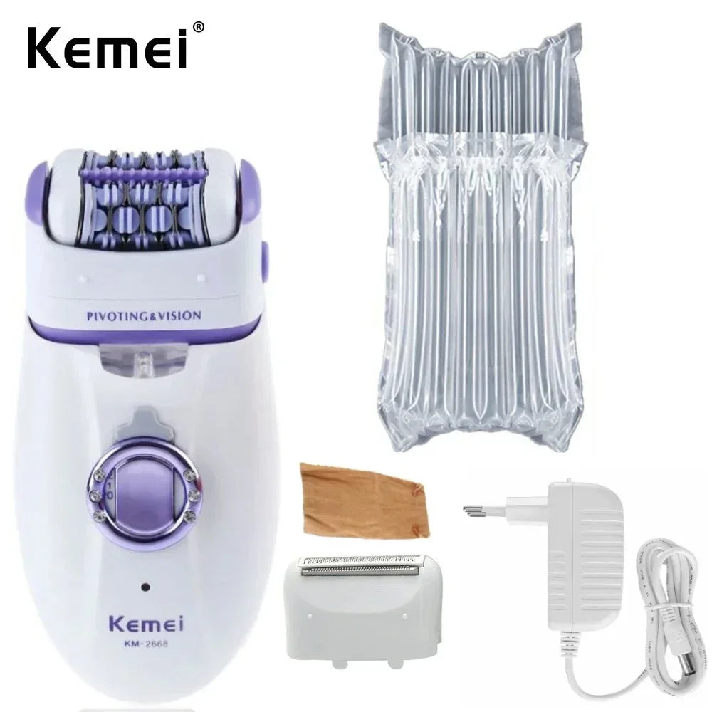 Kemei Rechargeable 2-in-1 Epilator & Shaver for Women β Smooth Skin Hair Removal Machine