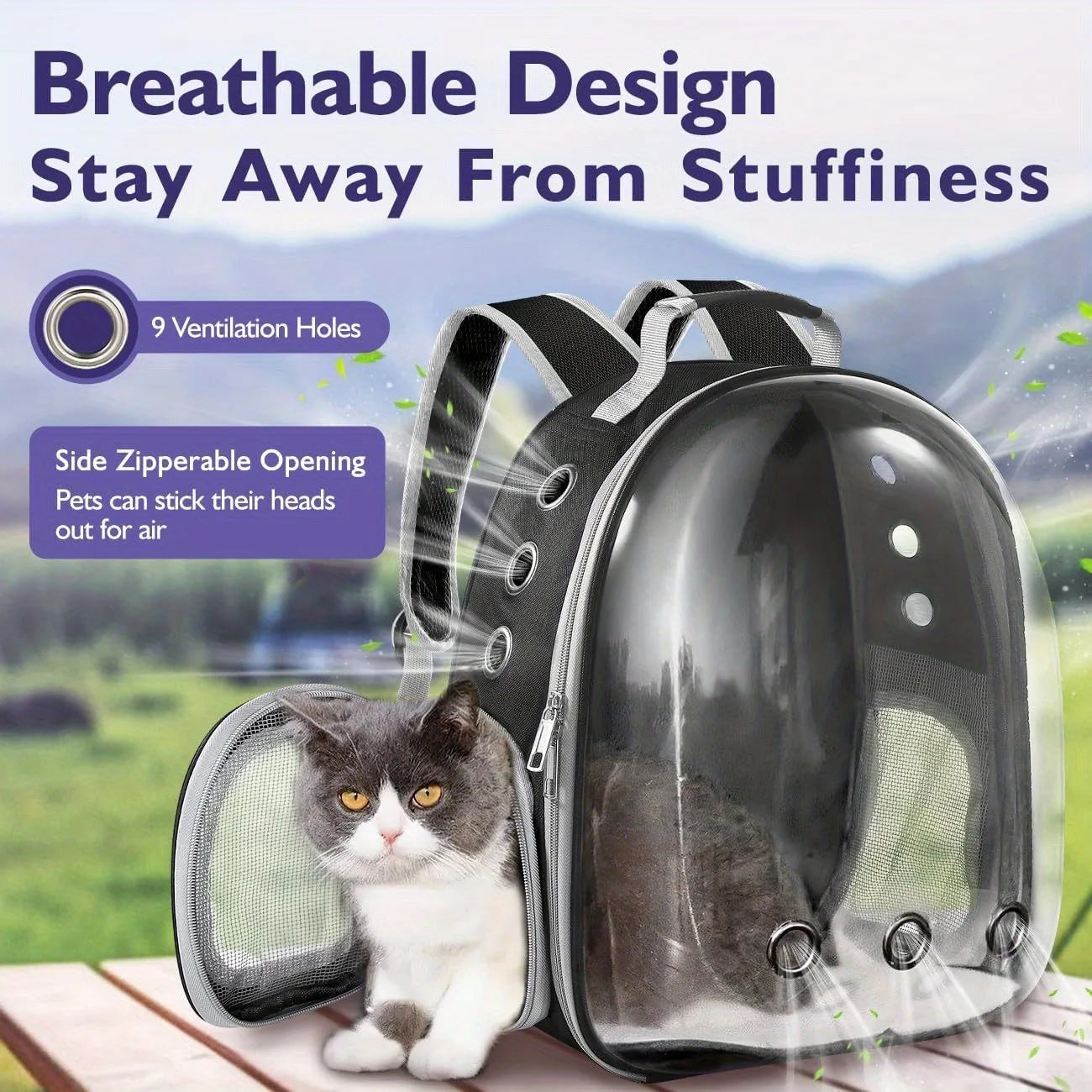 Space Capsule Pet Backpack Carrier β Transparent, Breathable Travel Bag for Cats & Small Dogs