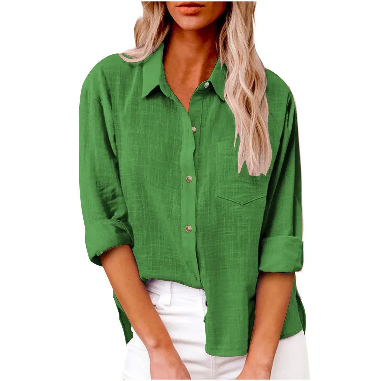 LinoChic β Cotton Linen Long Sleeve Shirt for Women