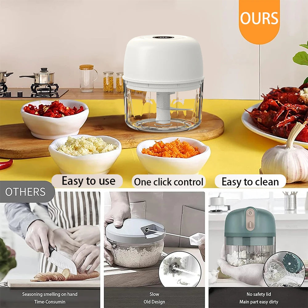 Mini Electric Food Chopper β 300ml Rechargeable Grinder for Garlic, Vegetables & Meat