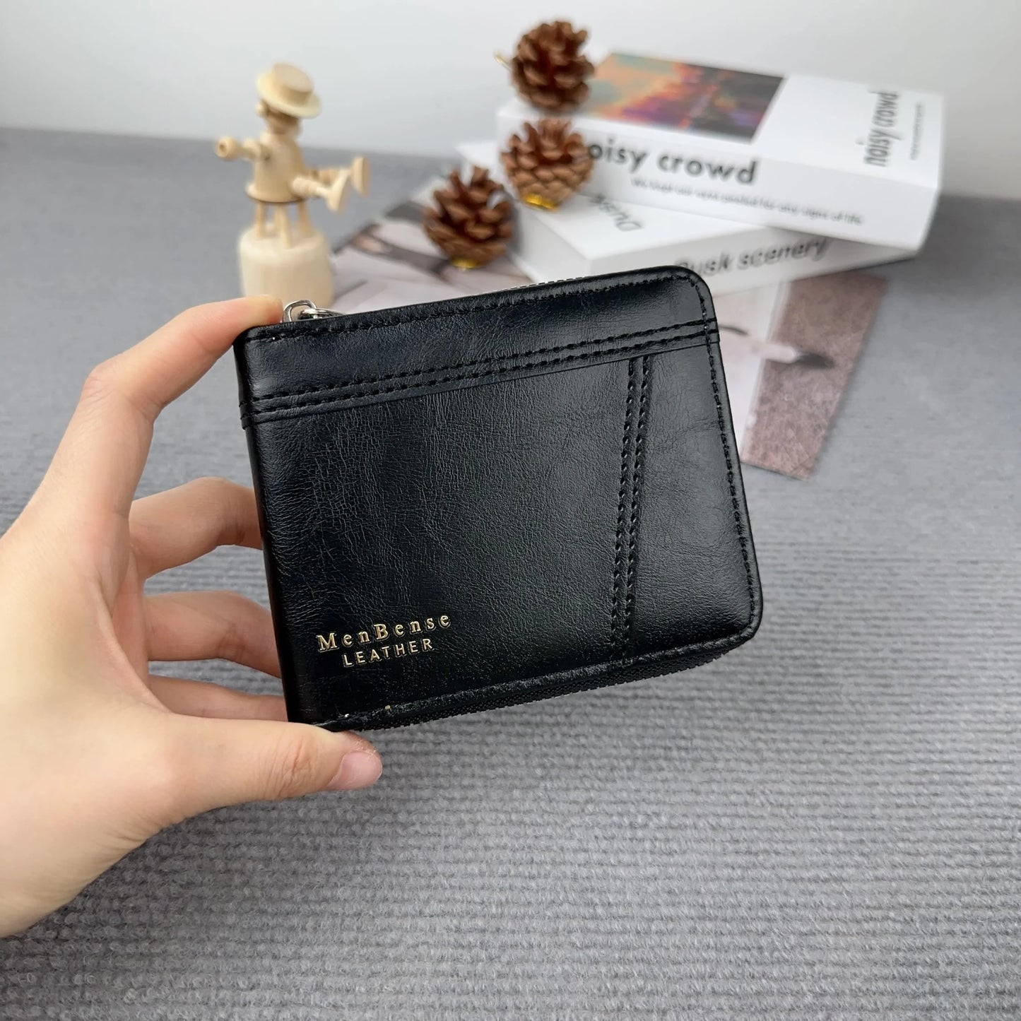 Classic Men's Zipper Business Wallet β Multi-Card Short Wallet with Large Capacity