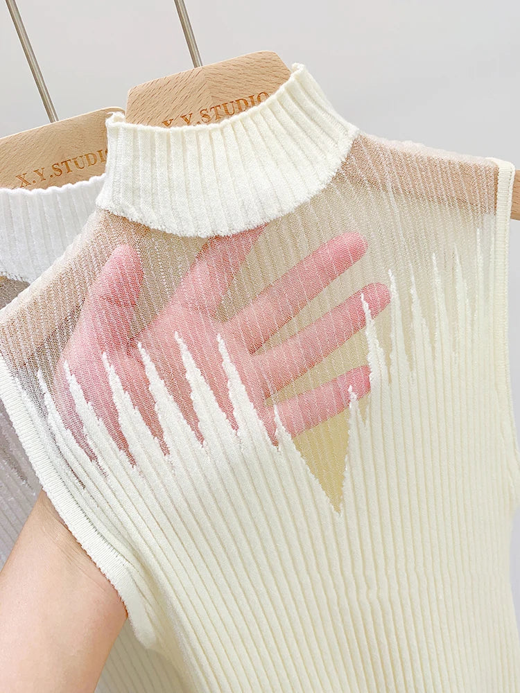 MeshMuse – Women's Y2K Cut-Out Knitted Tank Top