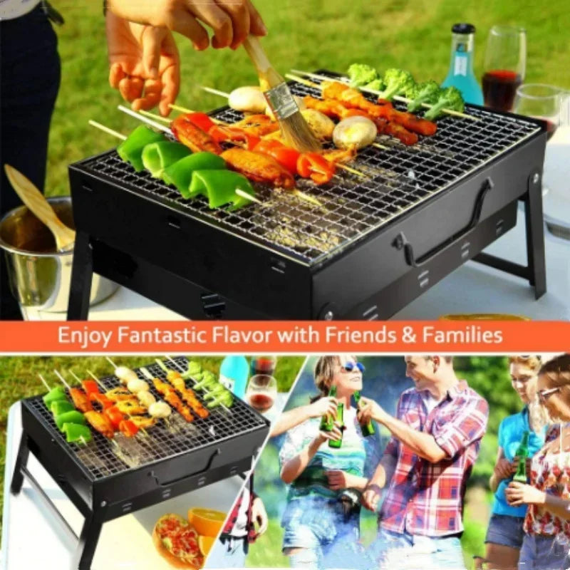 Folding Portable Charcoal Grill β Mini Stainless Steel BBQ for Outdoor Cooking