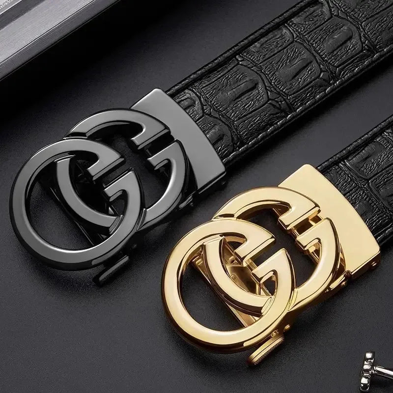 EliteBuckle β Men's Genuine Leather Belt with Luxury Automatic Alloy Buckle