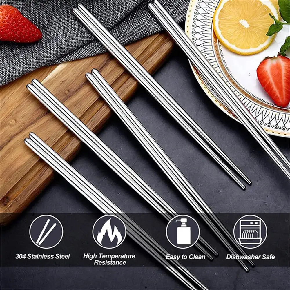 Chopsticks Set β Anti-Slip Metal Reusable Sticks (1β5 Pairs)