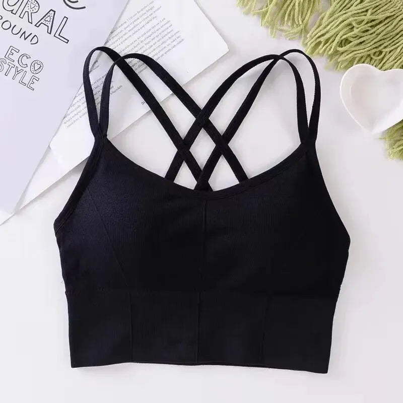 StrapFit β Women's Cross-Back Push-Up Sports Bra