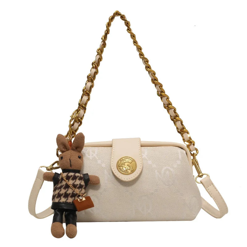 EuroVintage β Chain Strap Canvas Crossbody Tote Bag