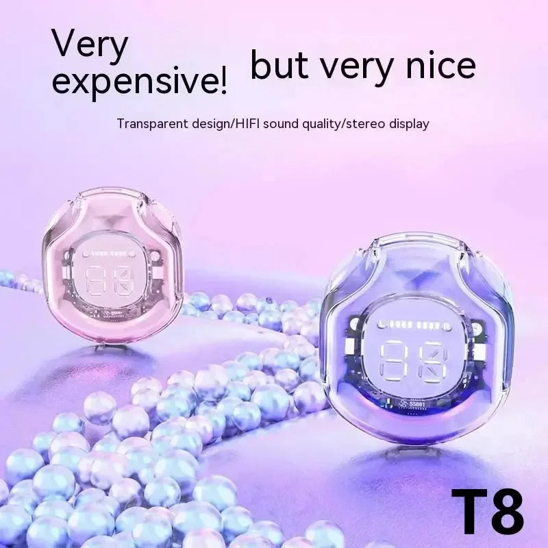 T8 PRO β Transparent TWS Earbuds with LED Display