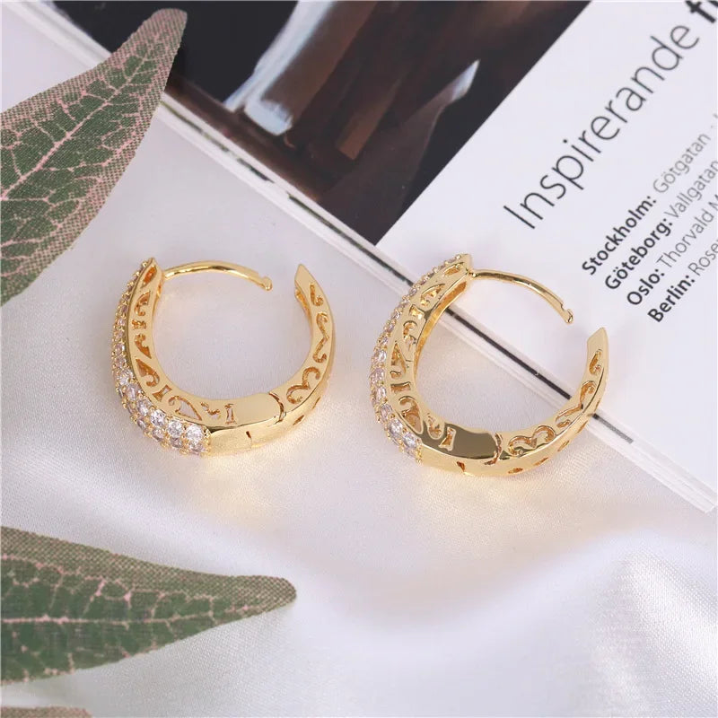 LumiHoops β Gold Hollow CZ Statement Hoop Earrings