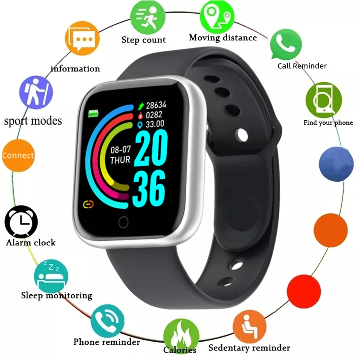 FitPulse 116Plus β Smart Fitness Watch with Heart Rate & Message Alerts