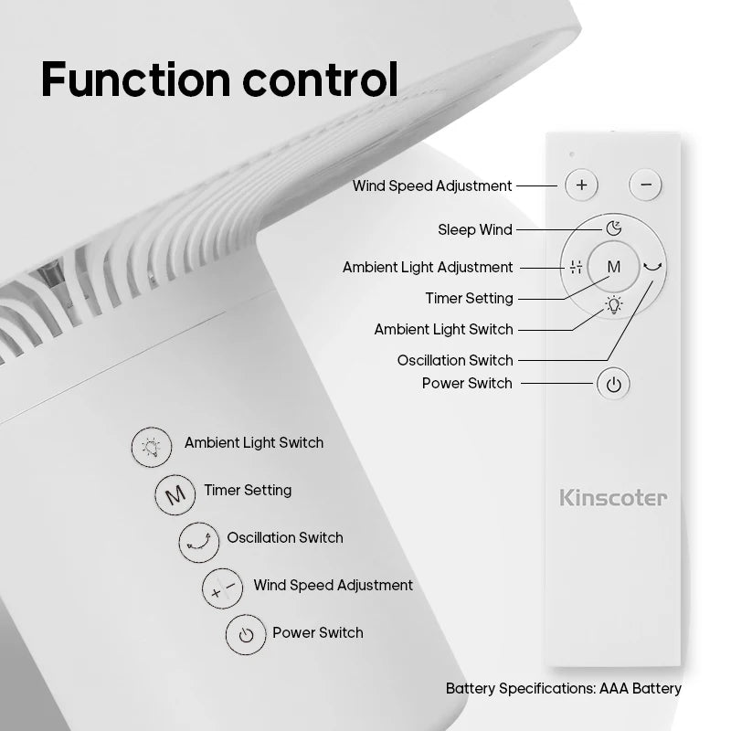 KINSCOTER 220V Floor Air Circulator Fan – Silent 4-Speed Electric Fan with Remote Control