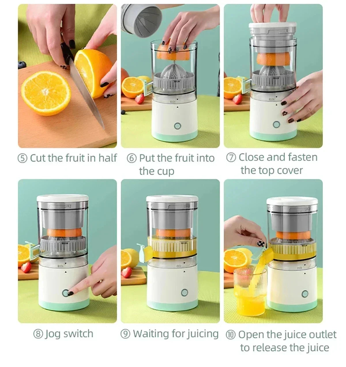 USB Rechargeable Electric Citrus Juicer β Portable Orange & Lemon Juice Press