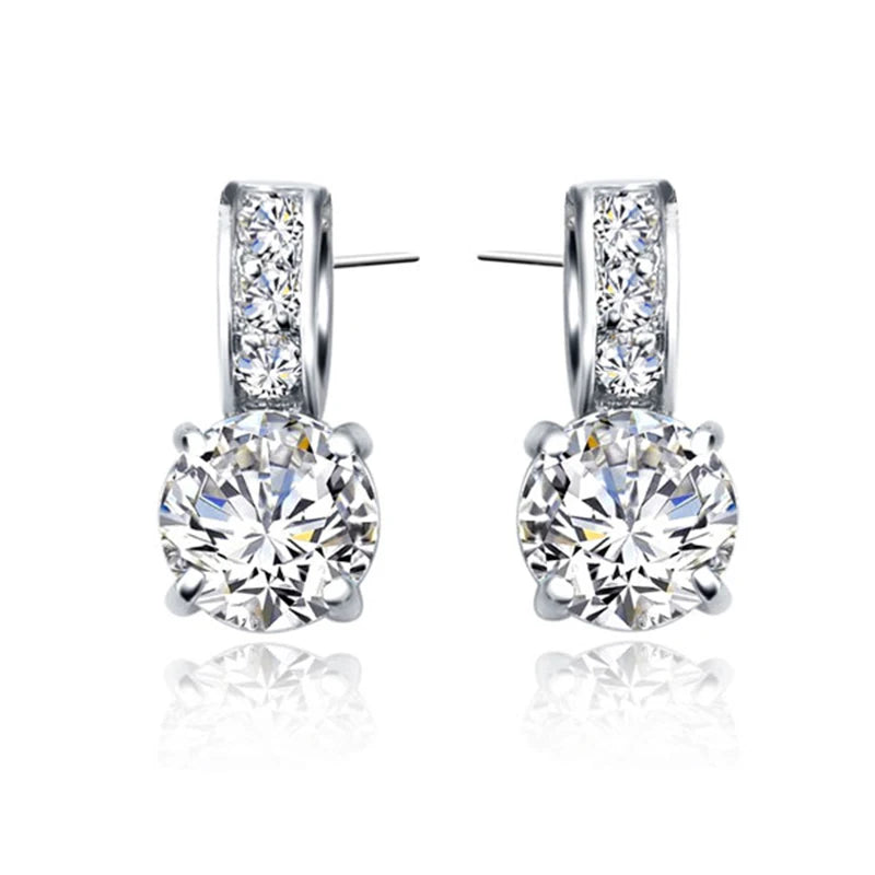 925 Sterling Silver Bridal Jewelry Set – Cubic Zirconia Pendant Necklace & Stud Earrings