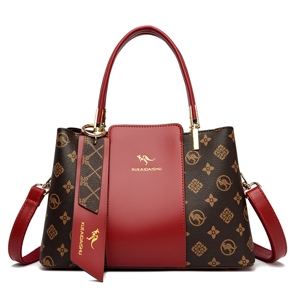 SoftLuxe β Printed Leather Large-Capacity Shoulder Bag