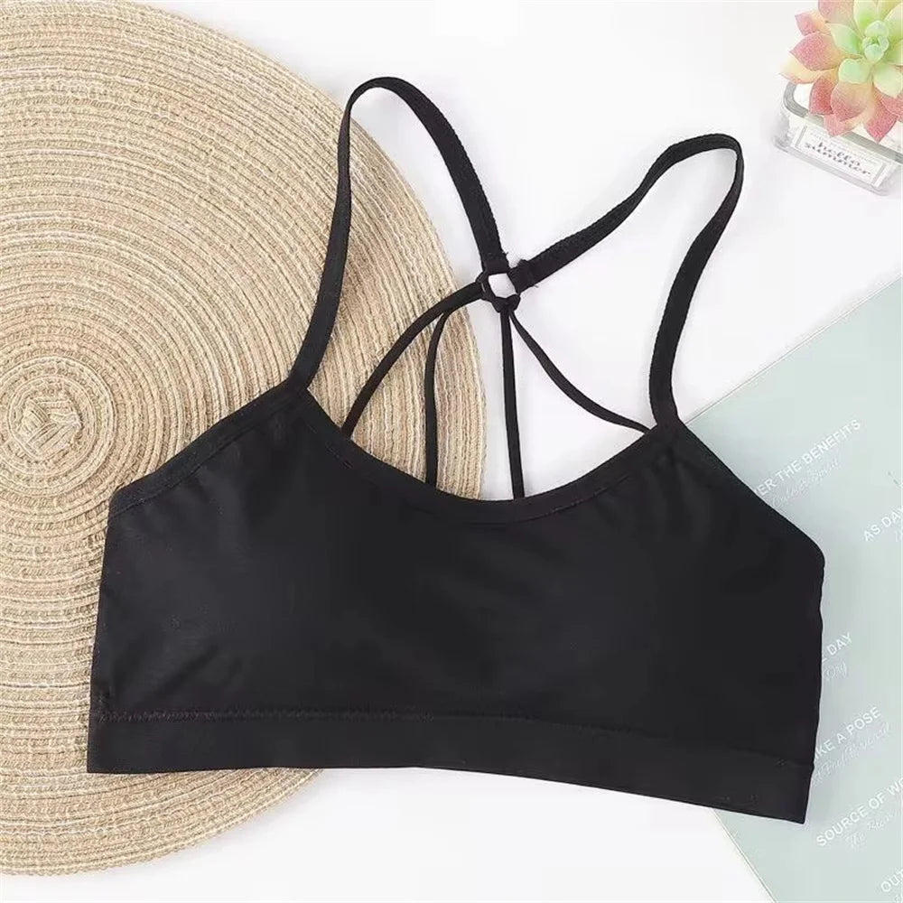 Heart Strap Sports Bra β Wireless Padded Wrap Top for Yoga & Fitness