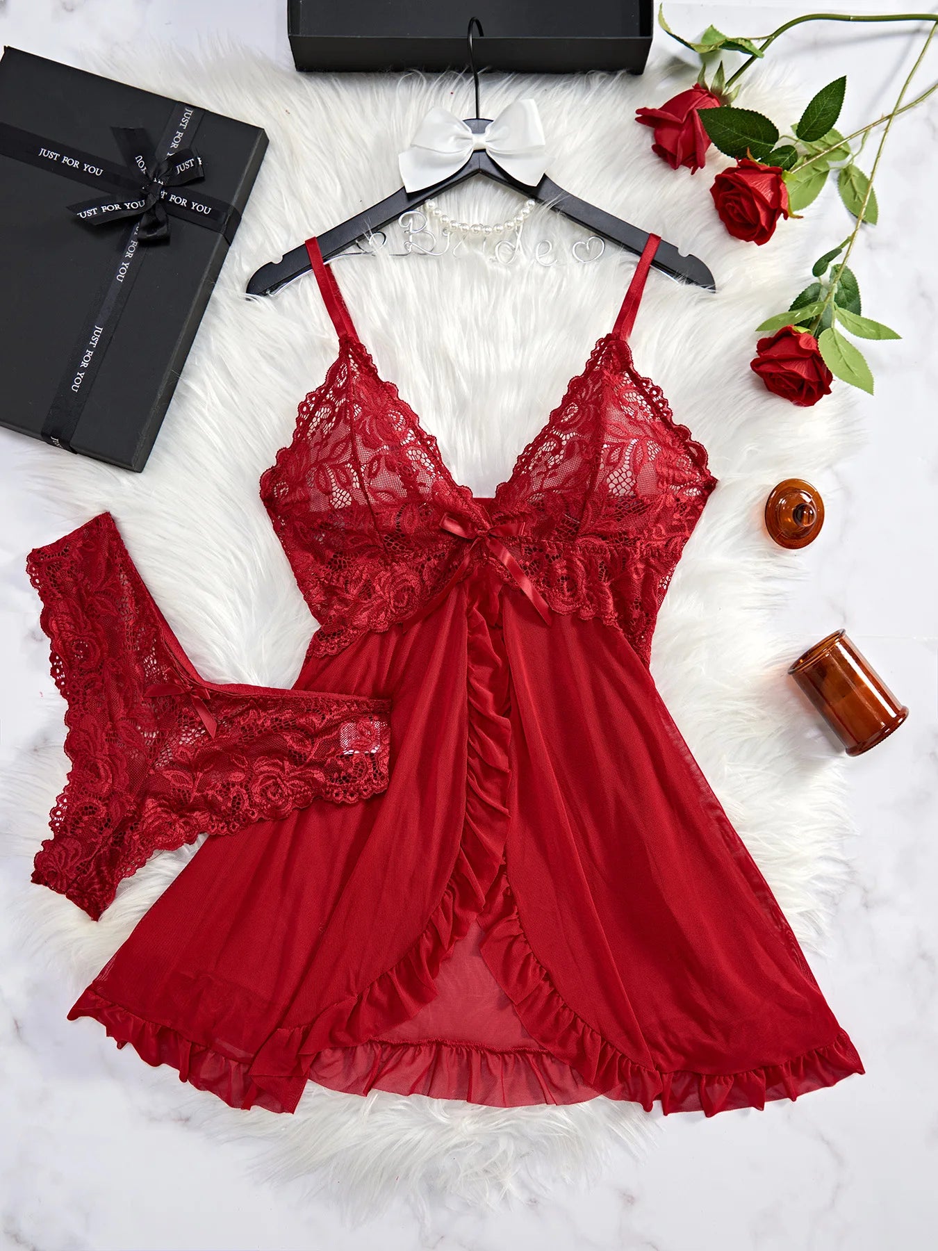 Sexy Lace Lingerie Nightdress β V-Neck Slim Fit Sleepwear for Women