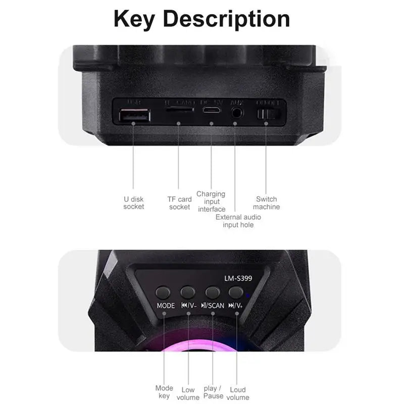 BoomBox 500 β Handheld Bluetooth Speaker with Subwoofer & Karaoke