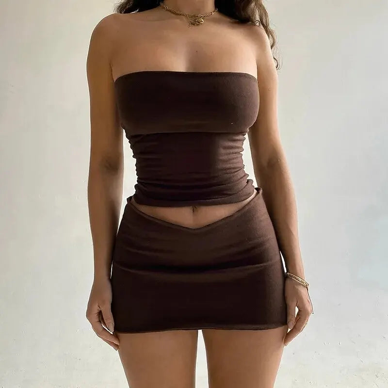Dulzura 2-Piece Set β Spring Tube Top & Mini Skirt Outfit