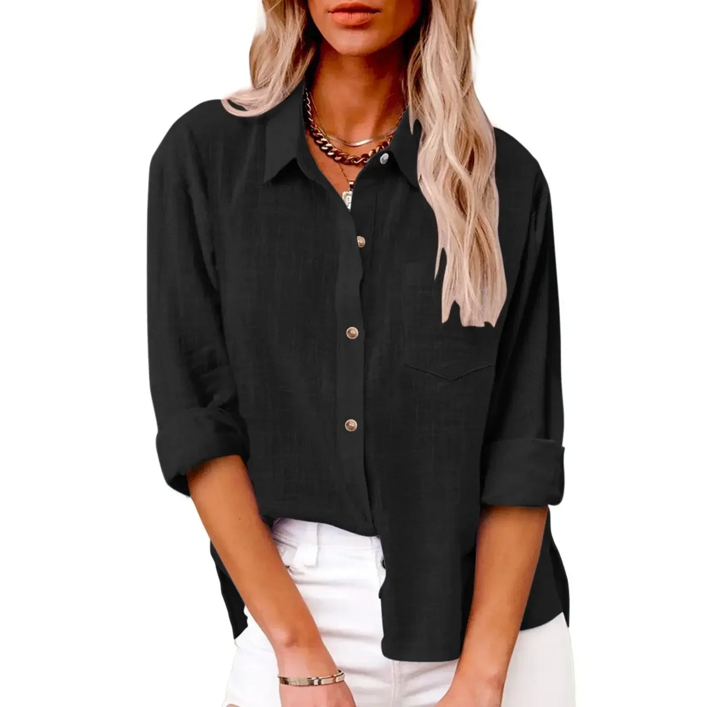 LinoChic β Cotton Linen Long Sleeve Shirt for Women