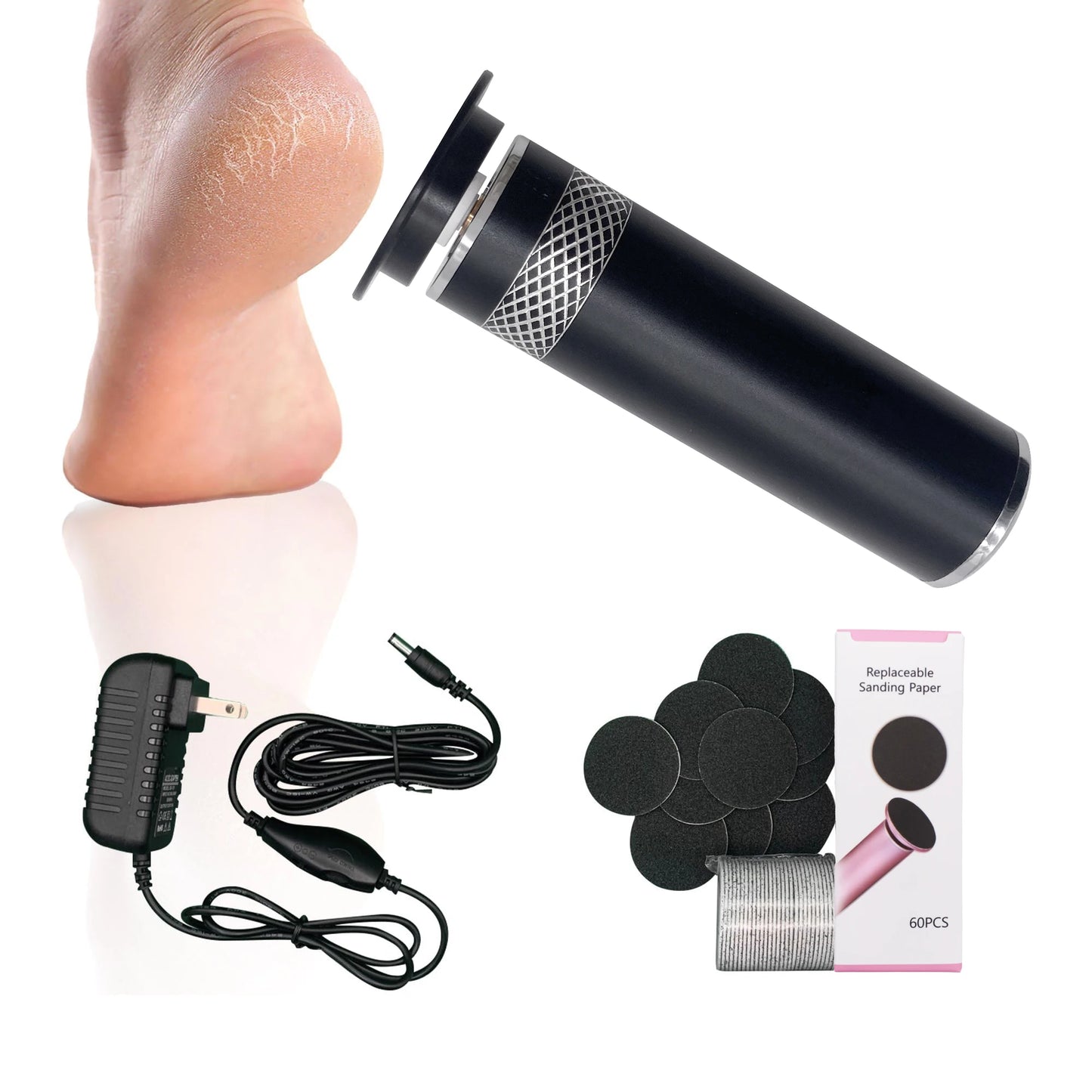Electric Callus Remover with Speed Control β 60x Sandpaper Disks for Smooth Feet & Heels