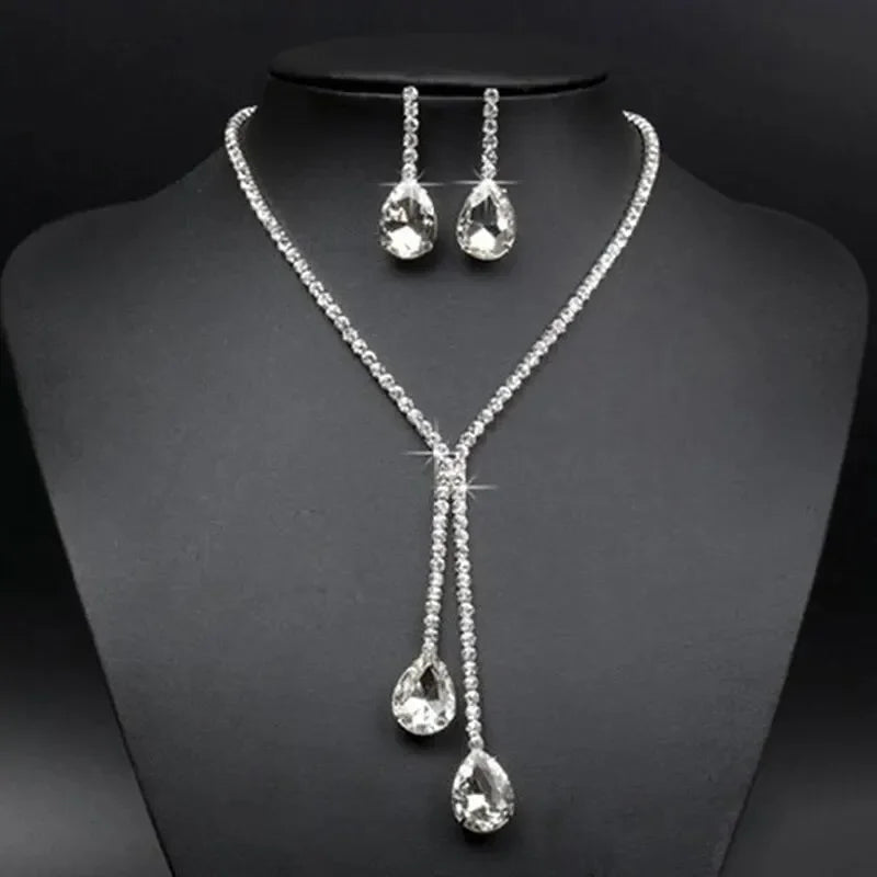 Elegant Teardrop Jewelry Set β Necklace & Earrings for Weddings & Parties