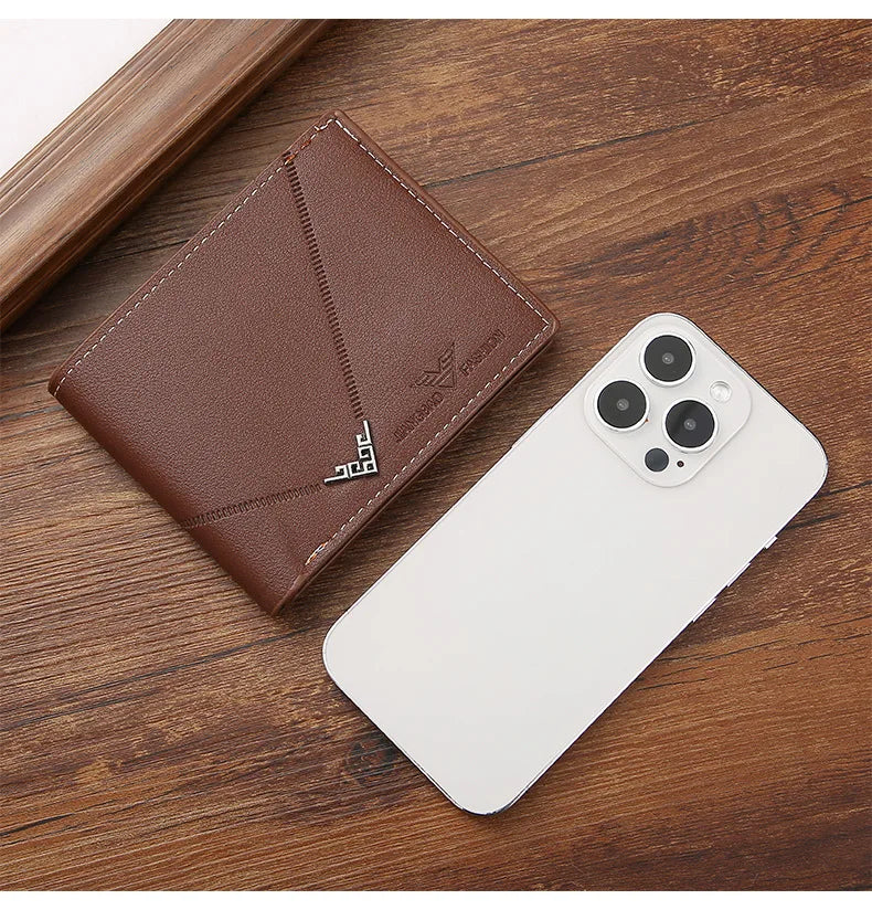 Men’s Slim Bifold Leather Wallet – Money Clip & Multi-Card Holder