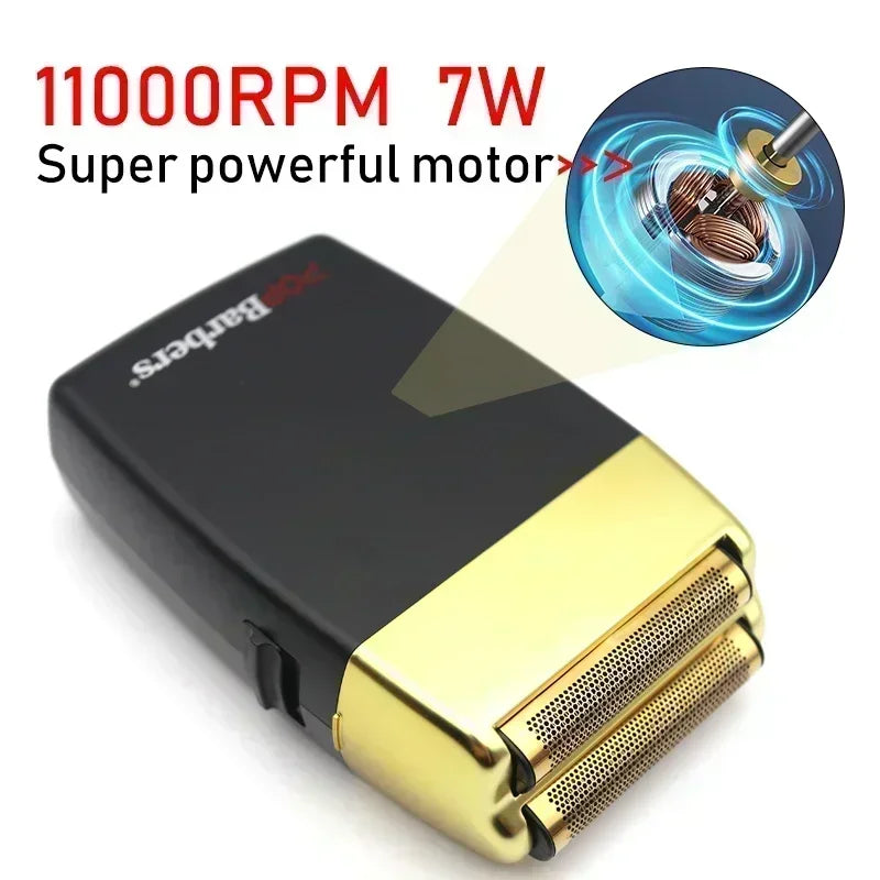 POP Barbers P620 Double Foil Electric Shaver β 11000 RPM USB Beard Trimmer for Men