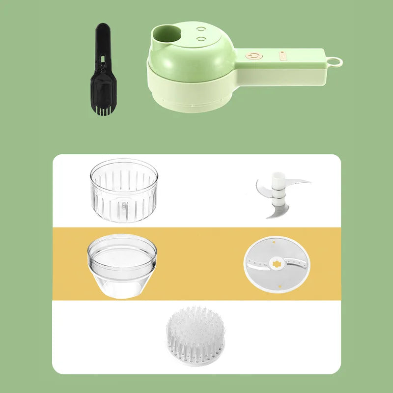 4-in-1 Electric Vegetable Cutter Set β Wireless Food Chopper, Slicer, Peeler & Grinder
