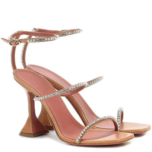 DiamondBloom β Rhinestone Chain Square Toe Sandals